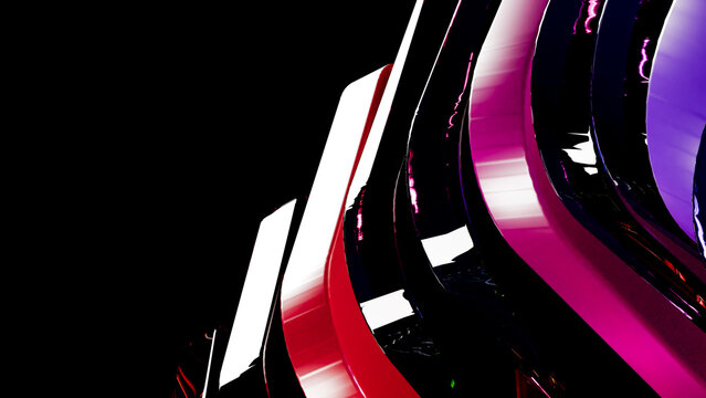 Abstract modern art sculpture with curved colorful shapes