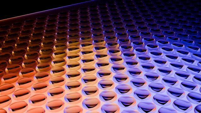 Abstract digital illustration of symmetrical lens array