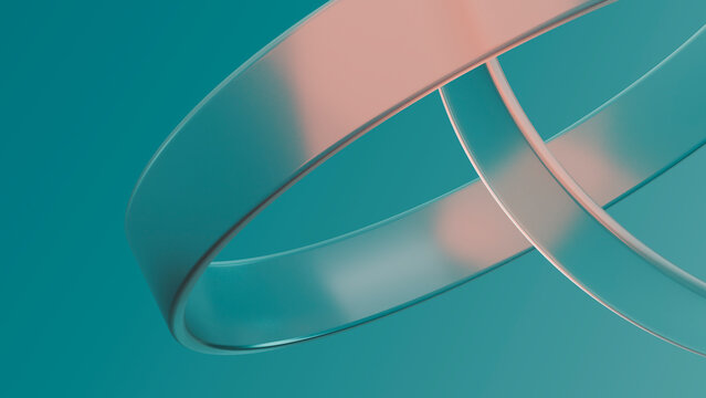 Abstract 3d illustration of intertwined metallic curved bands