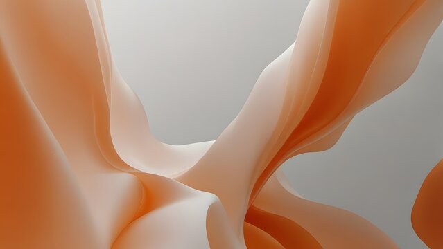 Abstract peach orange fluid wave ribbon layer minimalist design background