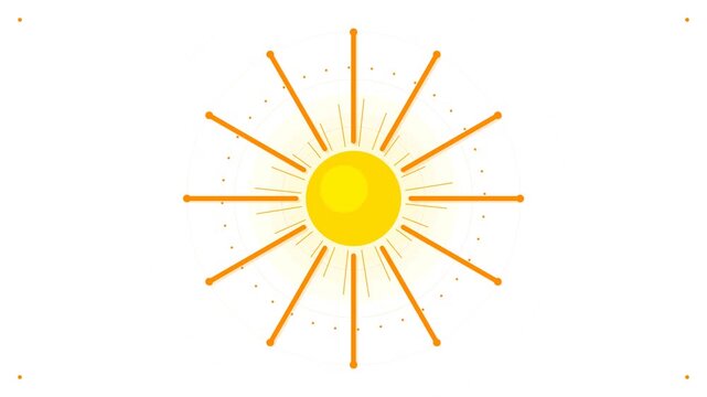 Yellow sun icons with radiating rays on black and white background