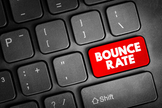 Bounce rate text on a computer keyboard, symbolizing website analytics, visitor engagement measurement, traffic analysis, and performance metrics in digital marketing strategy