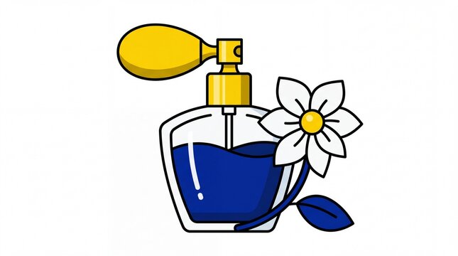 All about france vektor perfume bottle with atomizer and flower