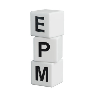 epm sign on wooden elements and magnifier.close up of wooden elements,Business Concept.Supports PNG files with transparent backgrounds.