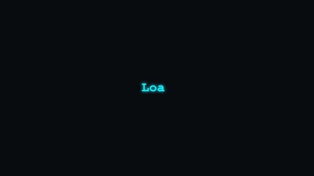 Loading screen with animated text and progress indicator