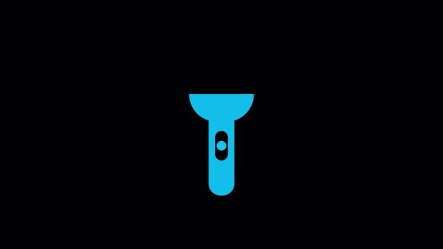 Flashlight torch icon set, glowing neon and flat light symbol