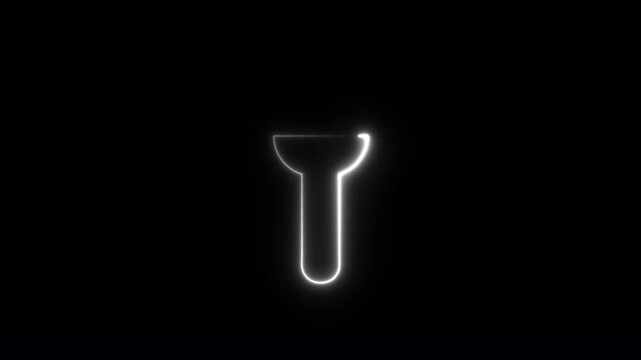 Flashlight torch icon set, glowing neon and flat light symbol