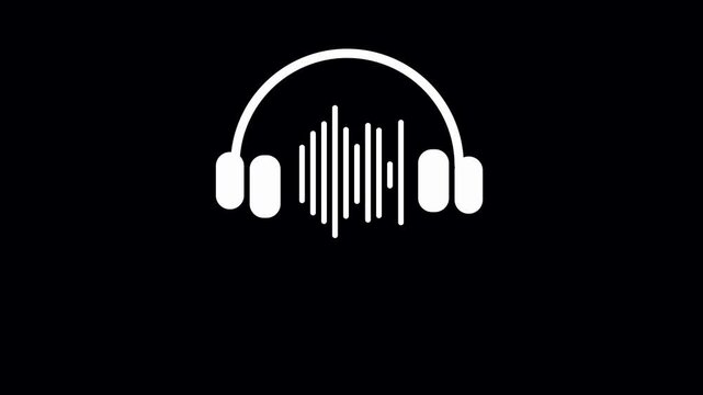 Headphones with sound wave icon set, music audio equalizer symbol