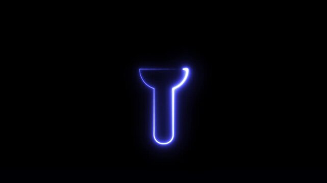 Flashlight torch icon set, glowing neon and flat light symbol