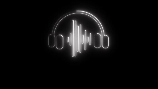 Headphones with sound wave icon set, music audio equalizer symbol