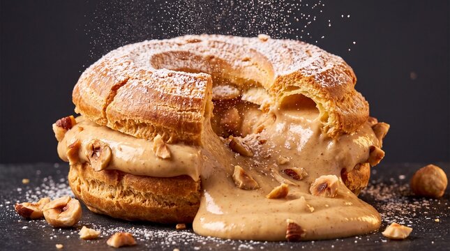 French Paris-Brest Pastry with Hazelnut Praline Cream