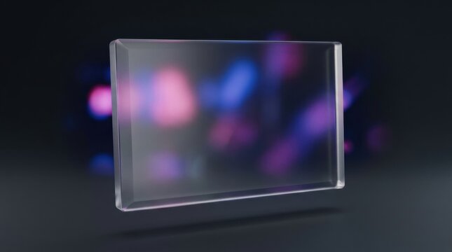 Transparent Glass Plate with Reflections and Light Trails