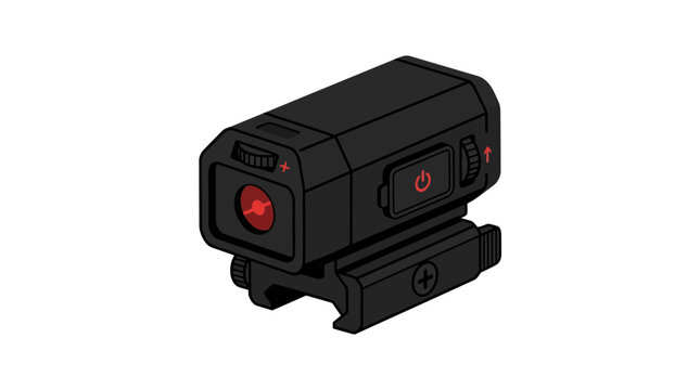 Black Tactical Reflex Sight with Red Dot Reticle Isolated