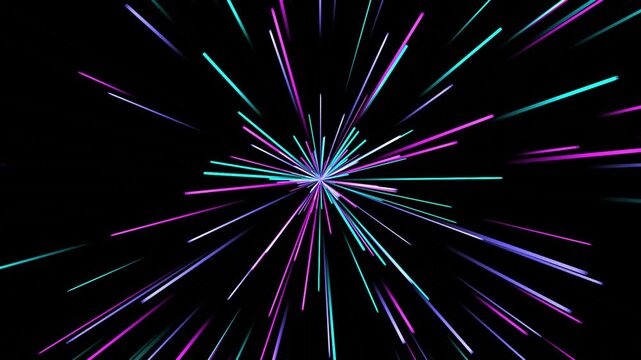 Colorful Neon Radial Lines Burst Abstract Motion Background