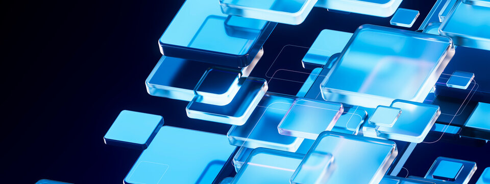 3D Cyan Glass Tile Network for Distributed Cloud Computing Background