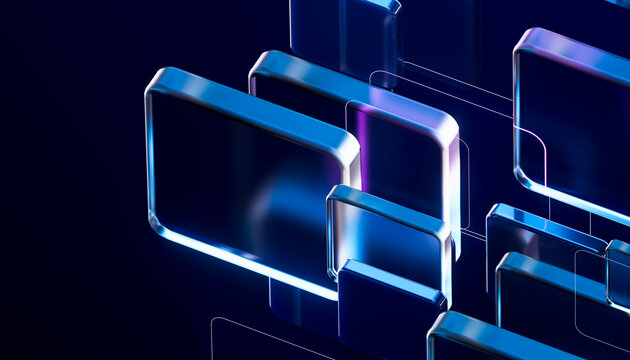 3D Floating Frame Software Dashboard Technology Wallpaper