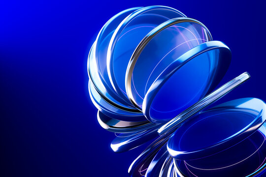 3D Orbital Disc Fintech Token Technology Background