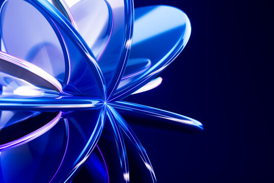 3D Blue Glass Petal Burst Abstract Technology Wallpaper