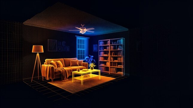 3D point cloud living room interior scan