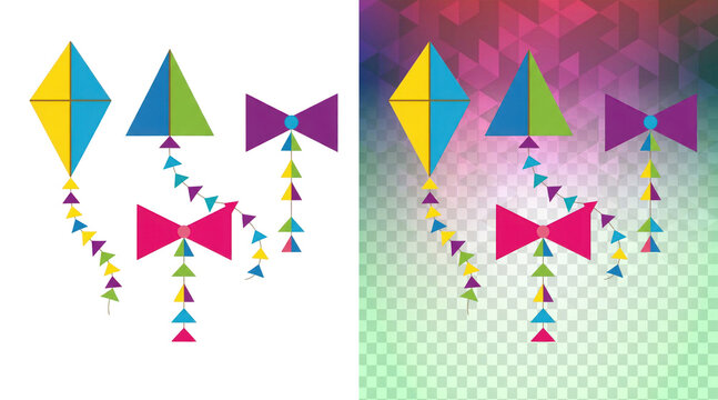Colorful geometric kite and bowknot patterns abstract