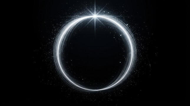 Luminous ring with starburst effect against dark background during cosmic event