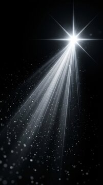 Bright spotlight beam with dust particles on black background concept for success