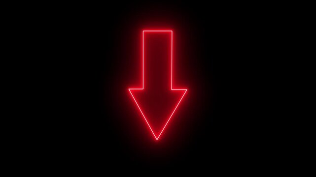 Neon line Up direction animated arrow. Animation of sweep arrow icon, upward and transparent red swipe up pointing arrow icon.4k video animation 