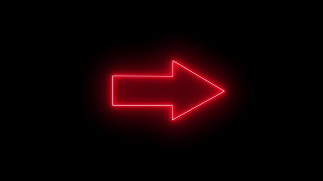 Neon line Up direction animated arrow .Animation of sweep arrow icon, upward and transparent red swipe up pointing arrow icon.4 k video animation .