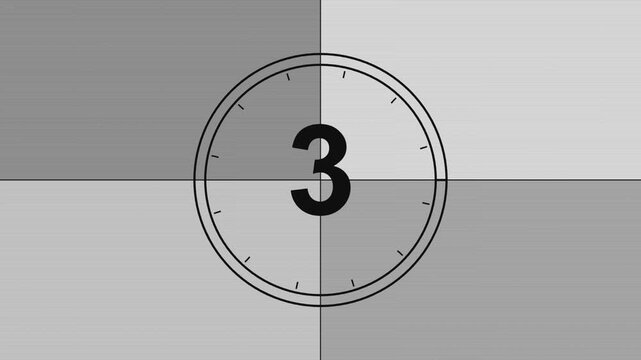 Vintage Film Countdown Timer With Checkerboard Background