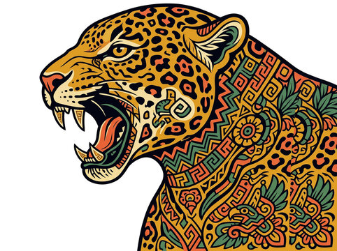 Roaring Tribal Tiger Jaguar Art