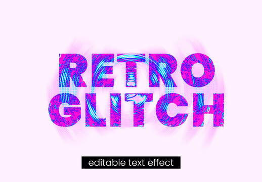 Editable Retro Neon Glitch Text Effect