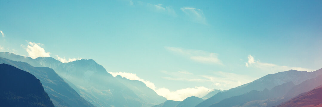 Mountain landscape on a sunny day. View from Grossglockner High Alpine Road. Austria, Europe