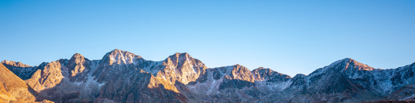 Mountain landscape in autumn. Hiking The Pyrenees Mountains In Andorra. Telecabina Pas de la Casa