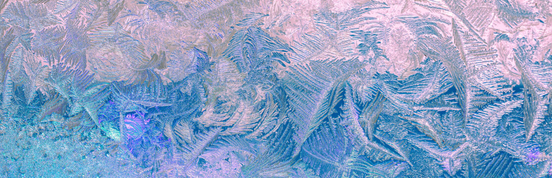 Ice texture on the frozen window. Abstract background