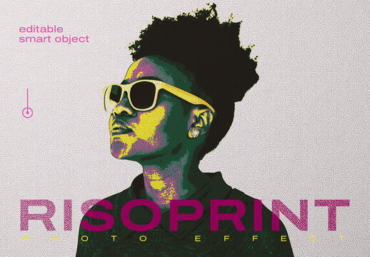 Riso Print Photo Effect Mockup