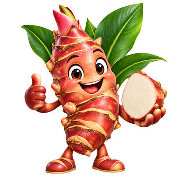 Cute cartoon ganyong tuber from Indonesia isolated on transparent background