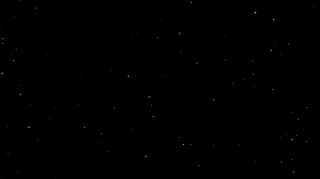 A black background with shimmering white dust particles, suggesting a cosmic or abstract representation of a starry night sky or a sense of magical particles.