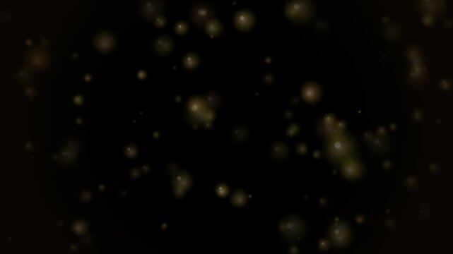 A dark background is illuminated by a gentle cascade of shimmering golden bokeh lights, creating a magical and ethereal ambiance that evokes wonder and fantasy.