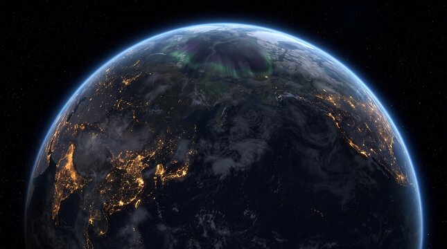 Earth at night with urban lights