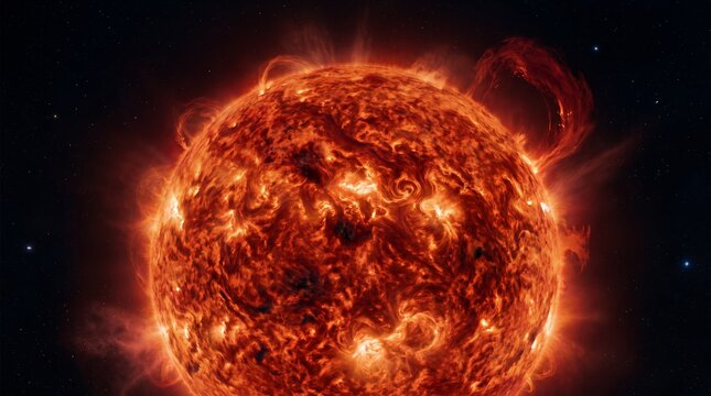 Sun with solar prominences