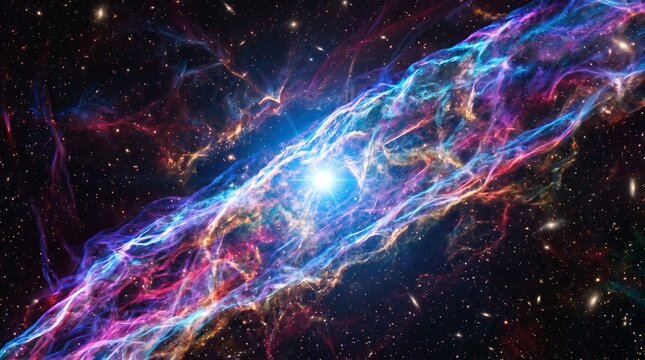 Blue and pink nebula filaments