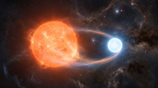 Orange and blue stars with glowing streams