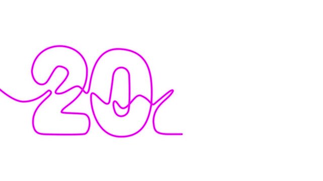2027 new year continuous line art clip self drawing animation on white background. single one line art written outline sketch illustration 2027 year numbers video
