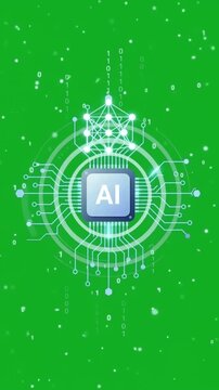 Cybersecurity server animation with protective digital shield, data protection on green screen