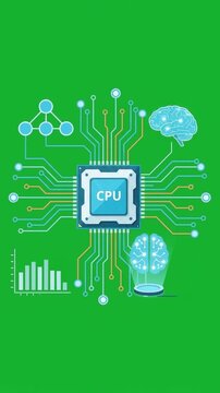 Secure server animation with flowing data connections, cybersecurity on green screen