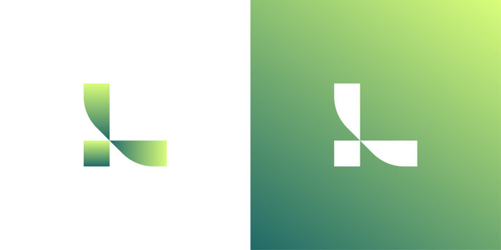 Abstract letter L logo. Minimal geometric monogram with curved shapes and modern form.