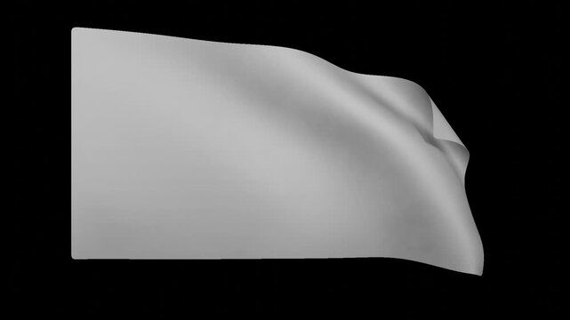 Realistic Cloth Flag Waving in Wind Isolated With Alpha Channel