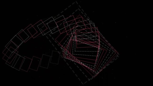 Neon Pink Serpentine Rectangular Tunnel Tunnel Forming A Seamless Geometric Loop Animation Representing Digital Connectivity And Advanced Virtual Data Architecture For Tech Background.