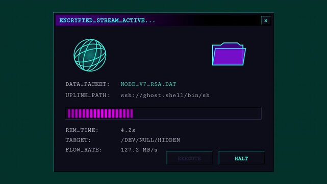 Hacker Style Encrypted Stream Dialog Magenta Animation