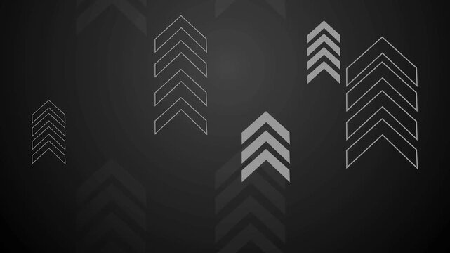 Dark background with upward-pointing chevron arrows modern geometric pattern animation